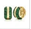 Graziela Gemstone  Hoop Earrings In Green