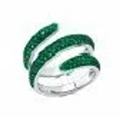 Graziela Green Rhodium & Emerald Coil Ring