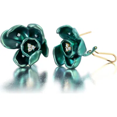 Graziela Green Titanium Orchid Earrings