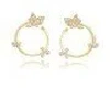 Graziela 18k Yellow Gold Natura Diamond Bird Forward Facing Hoop Earrings In Gold