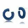 Graziela Pluma 3 Row Gemstone Forward Facing Hoop Earrings In Blue