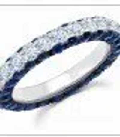 Graziela Sapphire & Diamond 3 Sided Band Ring In Blue