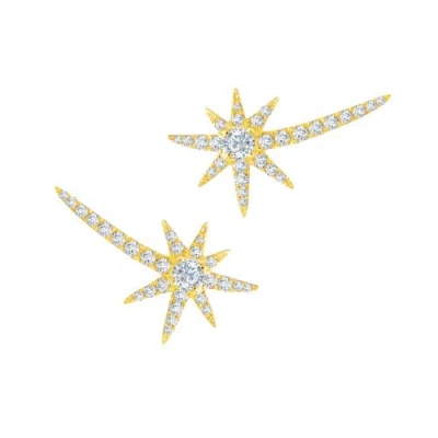 Graziela Yellow Shooting Starburst Earrings In Gold