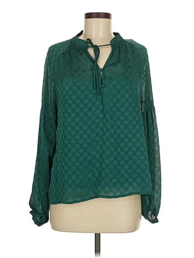 Pre-owned Great Jones Long Sleeve Blouse In Green