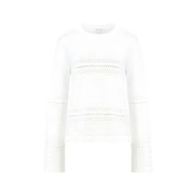 Great Plains Cotton Knit Crew Neck Textured Jumper In White