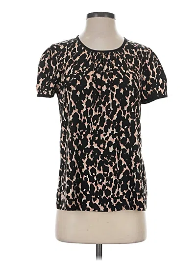 Pre-owned Great Plains Short Sleeve Top Black Animal Print Pattern Crew Neck Tops