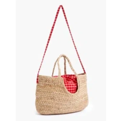 Great Plains Tunis Check Jute Raffia Bag In Black