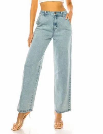 Great Smoky Wide Leg Boyfriend Jeans In Acid Wash In Blue