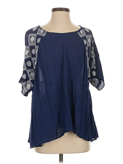 Pre-owned Greatergood Short Sleeve Blouse In Blue