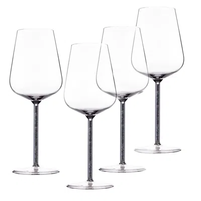 Greatfool Black Alabaster Crystal-stemmed Wine Glasses  - Four Piece