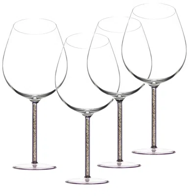 Greatfool Crystal-stemmed Wine Goblet - Pyrite - Four Piece In Red