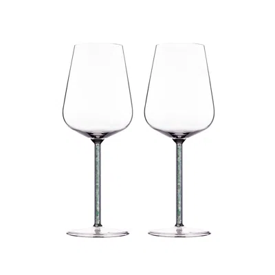 Greatfool Green Aventurine Crystal-stemmed Wine Glasses - Two Piece In Transparent
