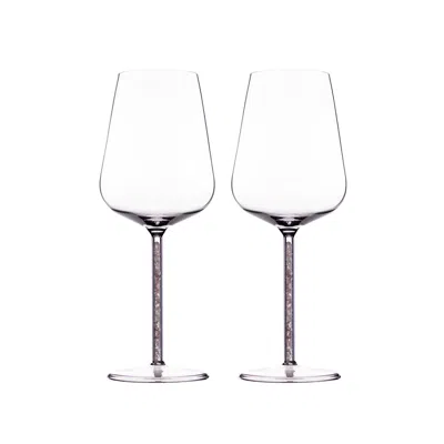 Greatfool Red Strawberry Quartz Crystal-stemmed Wine Glasses - Two Piece In Transparent