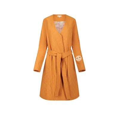 Greatfool Women's Yellow / Orange 24/7 Quilted Trench - Ochre In Yellow/orange