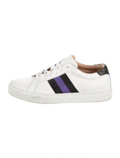 Pre-owned Greats Leather Striped Sneakers In White