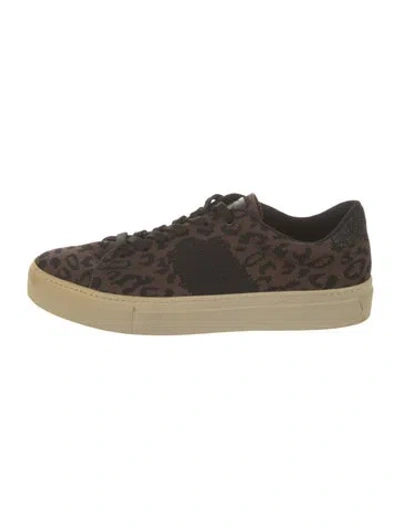Pre-owned Greats Nylon Animal Print Sneakers In Brown