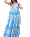 Greek Archaic Kori Ava Sleevless Maxi Dress In Blue In Blue