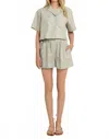 Greek Archaic Kori Cross Elastic Waistband Shorts In Ciel-gold In Neutral