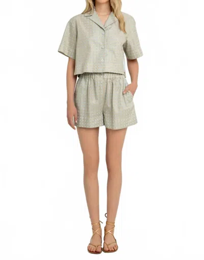 Greek Archaic Kori Cross Elastic Waistband Shorts In Ciel-gold In Neutral