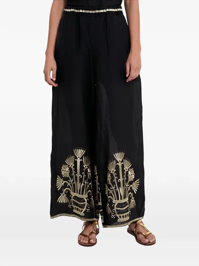Greek Archaic Kori Elastic-waistband Printed Trousers In Black