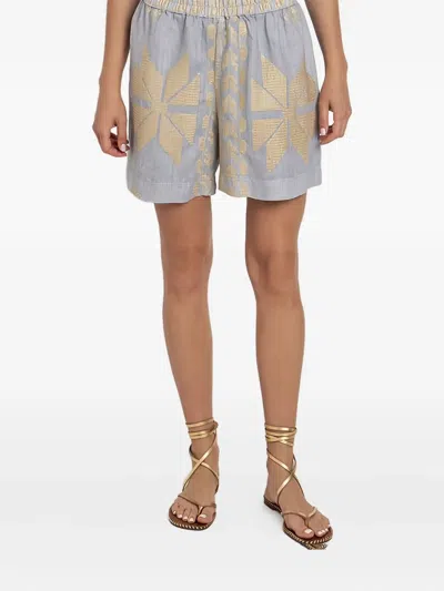 Greek Archaic Kori Elasticated-waistband Shorts In Gray
