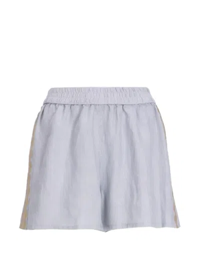 Greek Archaic Kori Feather Elasticated Waist Shorts In Blue