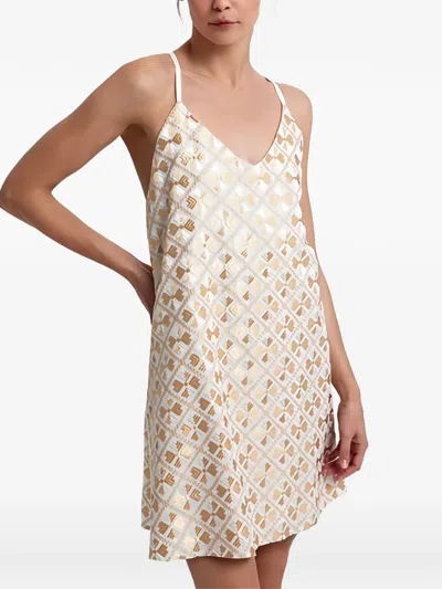 Greek Archaic Kori Geometric-pattern Mini Dress In Multi