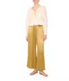 Greek Archaic Kori Glossy Satin Elastic Waist Pants In Gold In Gold