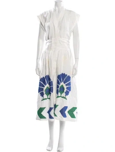 Pre-owned Greek Archaic Kori Linen Long Dress In White