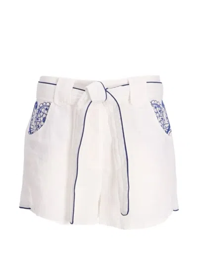 Greek Archaic Kori Pockets Belt Shorts In White