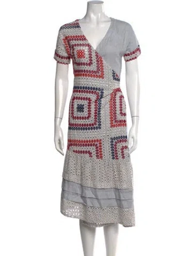 Pre-owned Greek Archaic Kori Printed Midi Length Dress In Multicolor