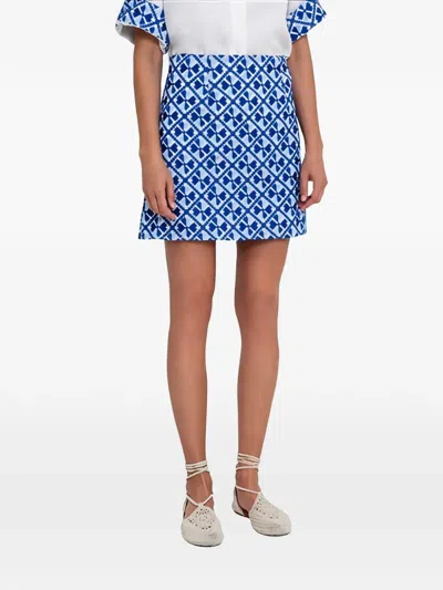 Greek Archaic Kori Printed Mini Skirt In Blue