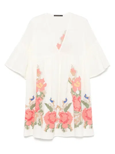 Greek Archaic Kori Rose-embroidered Dress