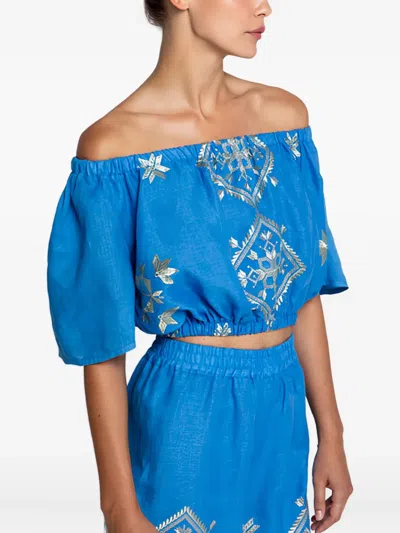 GREEK ARCHAIC KORI STRAPLESS EMBROIDERED BLOUSE