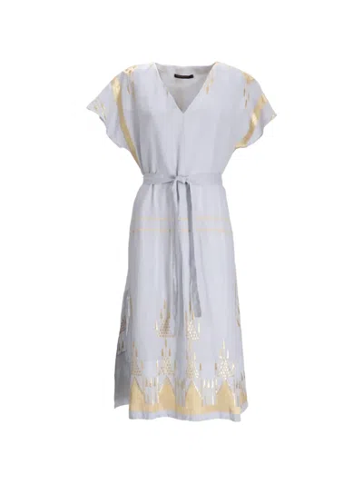 Greek Archaic Kori V-neck Midi Dress In White