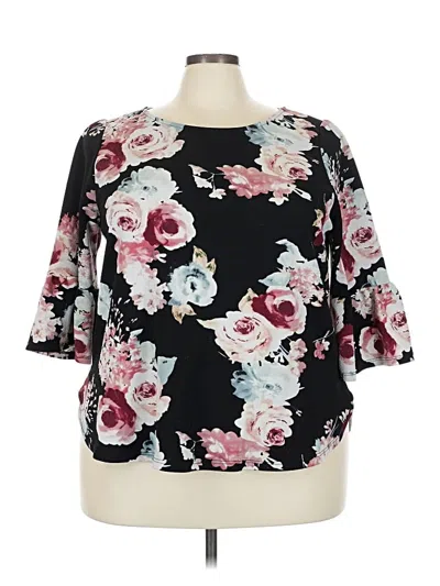 Pre-owned Green Envelope 3/4 Sleeve Blouse In Black