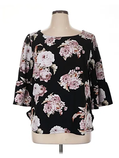 Pre-owned Green Envelope 3/4 Sleeve Blouse In Black