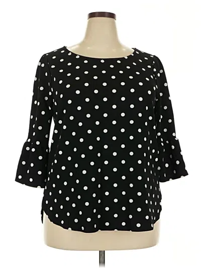 Pre-owned Green Envelope 3/4 Sleeve Blouse In Black