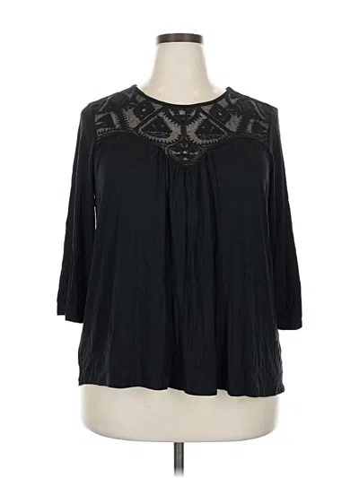 Pre-owned Green Envelope 3/4 Sleeve Blouse In Black