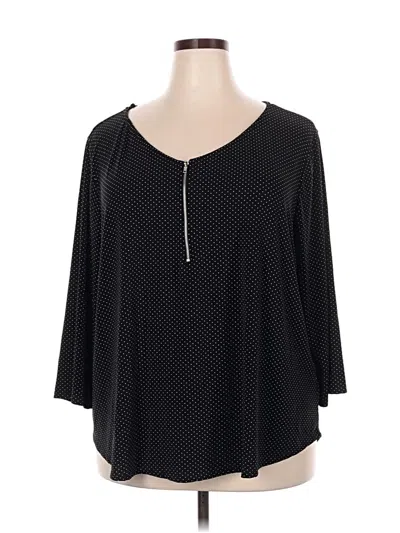 Pre-owned Green Envelope 3/4 Sleeve Blouse In Black