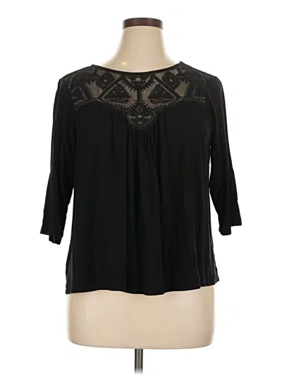 Pre-owned Green Envelope 3/4 Sleeve Blouse In Black