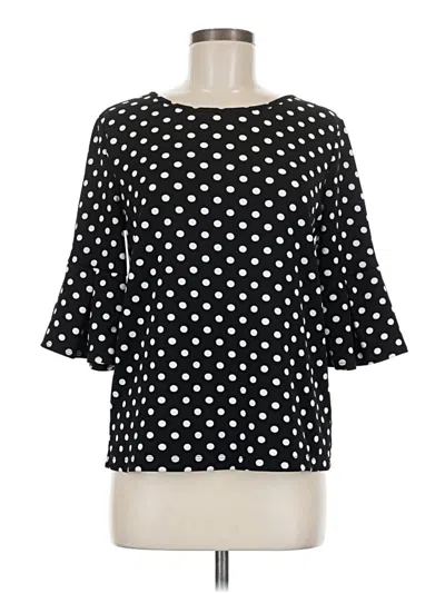 Pre-owned Green Envelope 3/4 Sleeve Blouse In Black