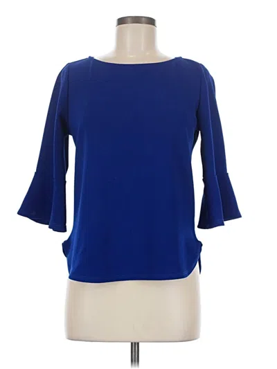 Pre-owned Green Envelope 3/4 Sleeve Blouse In Blue