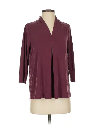 Pre-owned Green Envelope 3/4 Sleeve Blouse In Burgundy
