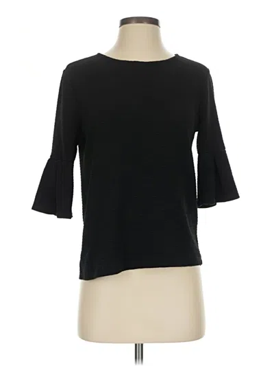 Pre-owned Green Envelope 3/4 Sleeve Top Black Boatneck Tops