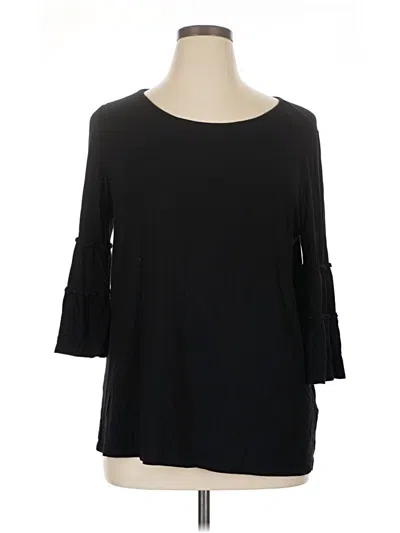 Pre-owned Green Envelope 3/4 Sleeve Top Black Boatneck Tops
