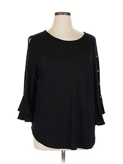 Pre-owned Green Envelope 3/4 Sleeve Top Black Cold Shoulder Neckline Tops