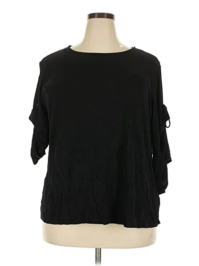 Pre-owned Green Envelope 3/4 Sleeve Top Black Cold Shoulder Neckline Tops