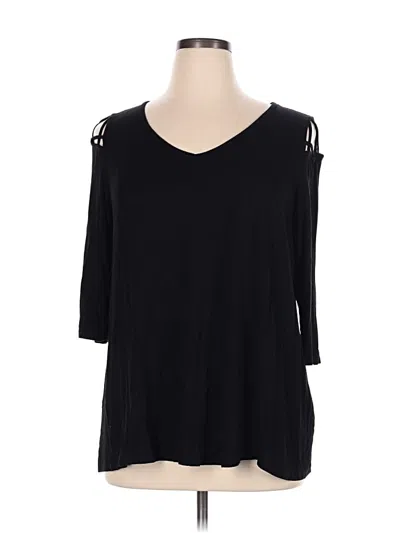 Pre-owned Green Envelope 3/4 Sleeve Top Black Cold Shoulder Neckline Tops