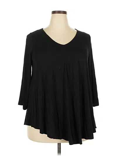 Pre-owned Green Envelope 3/4 Sleeve Top Black V Neck Tops